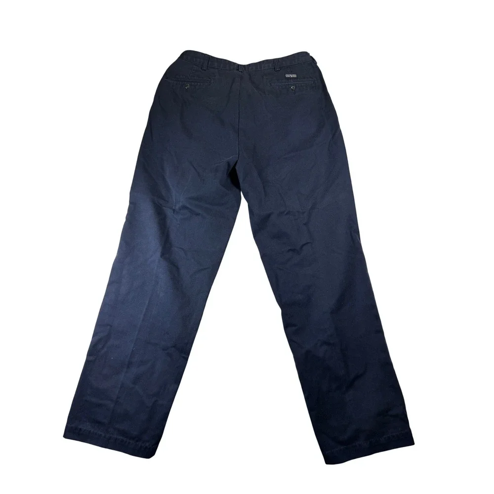 Polo Ralph Lauren Mens Chino Pants Blue Cotton Pleated Size 35x32‎ Preppy